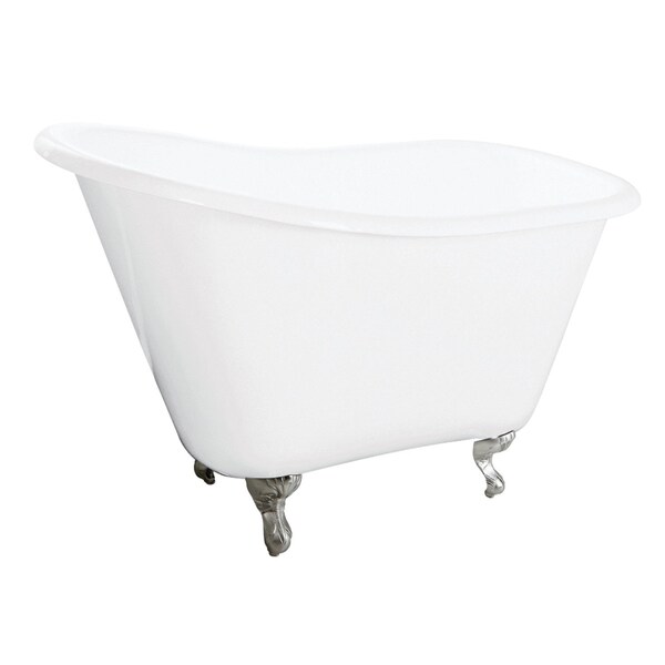 Aqua Eden Clawfoot Bathtubs, 51.19 L, 30.69 W, White/Brushed Nickel, Cast Iron VCTND5130NT8 - main